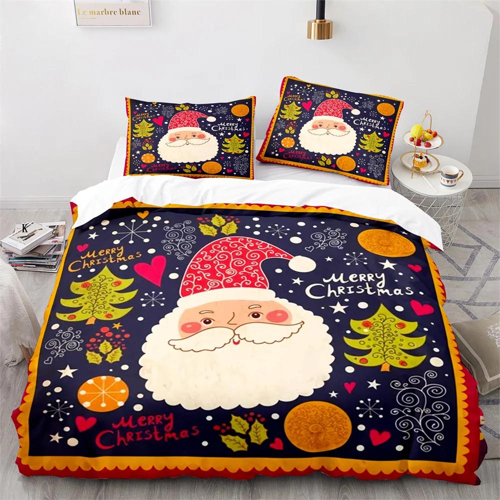 Merry Christmas Duvet Cover Red Santa Claus Theme For Kids Teens Children Women Boys Girls Happy New Year Decoration Quilt Cover