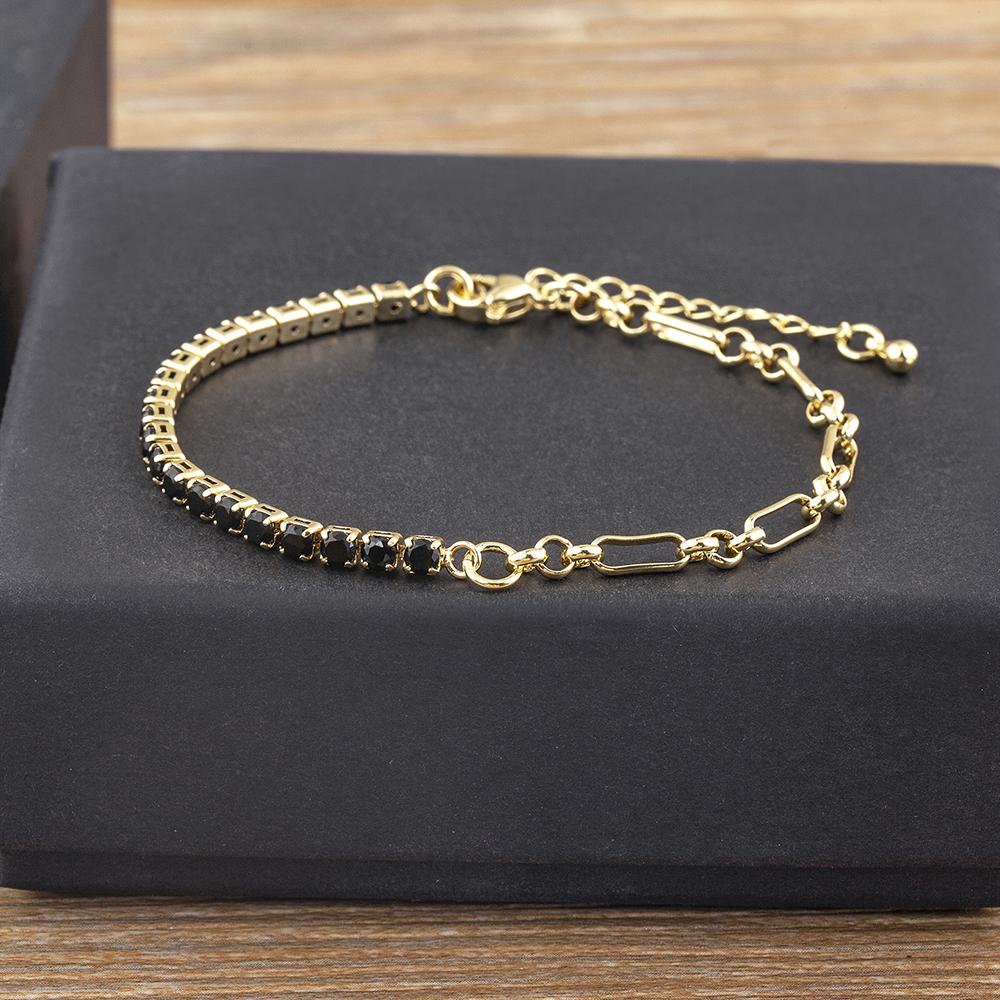 Nidin Classic 5 Colors Bracelets Fashion Paperclip Link Chain Light Luxury Zircon Charm Bangle Women Jewelry Party Fine Gift