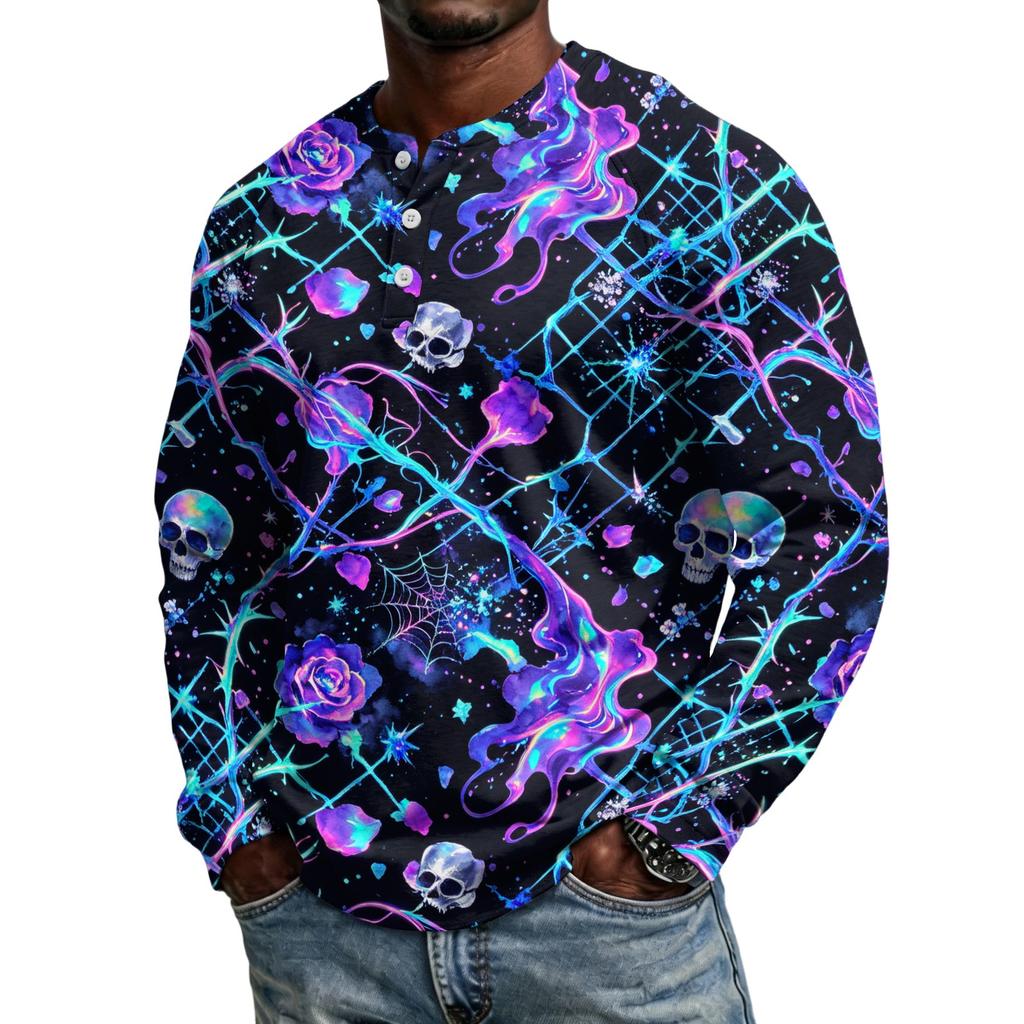 Men's Long Sleeve Shirt Loose Fit Casual Versatile Halloween Top