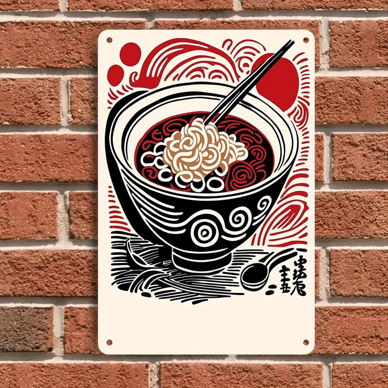 One piece of Chinese-style ramen iron hanging tag, a creative kitchen decoration, home wall art craft gift, suitable for food lo