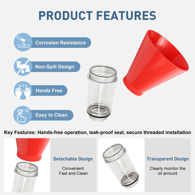 Threaded Engine Oil Filling Funnel with Filter Screen Spill Proof Oil Change Gadget Perfect for Scion Car Quick Oil Replacement