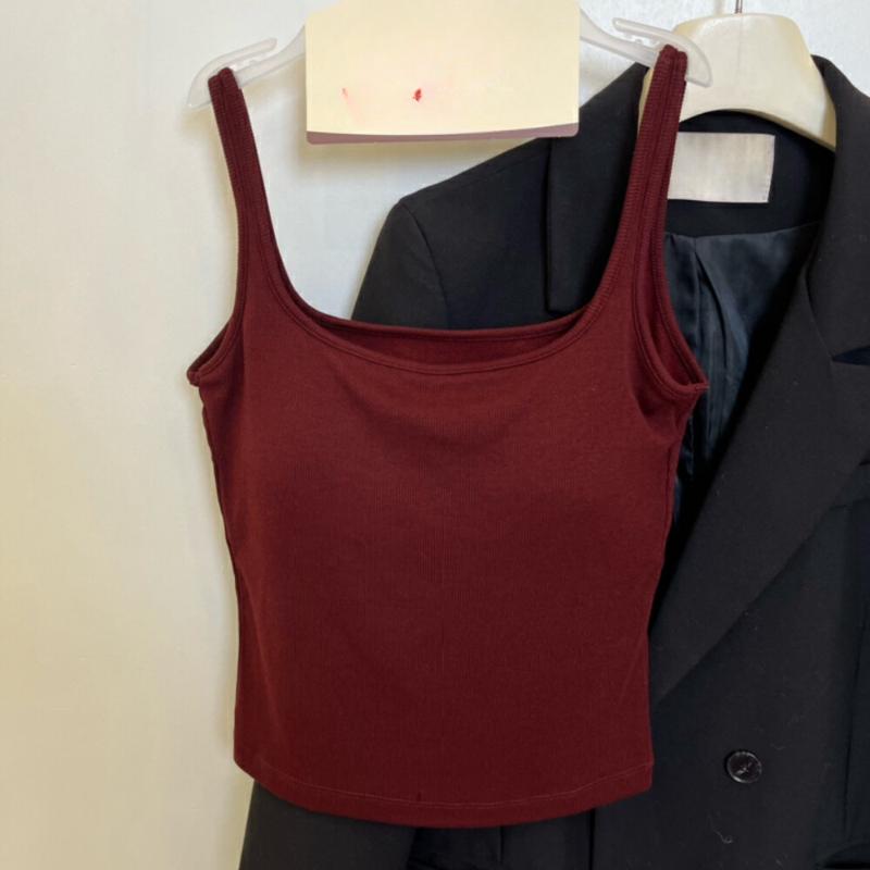 Shaved Style Slimming Square Tie Chest Pad Female Slim Fit Versatile and Elastic Inner Layer Top with Camisole Base