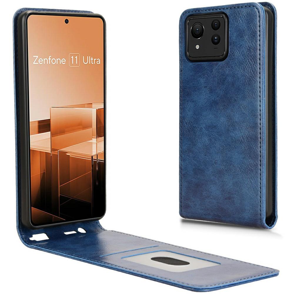 

Чехол для Asus Zenfone 11 Ultra 5G со слотом для карт, магнитный откидной кожаный чехол для телефона Dark Blue
