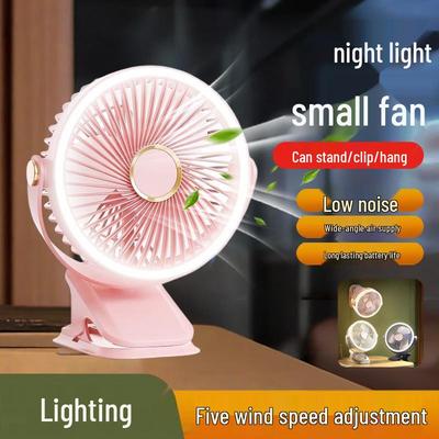 Portable Clip-On Fan with Light - Quiet, Powerful Wind for Dorm, Office, or Home Use
