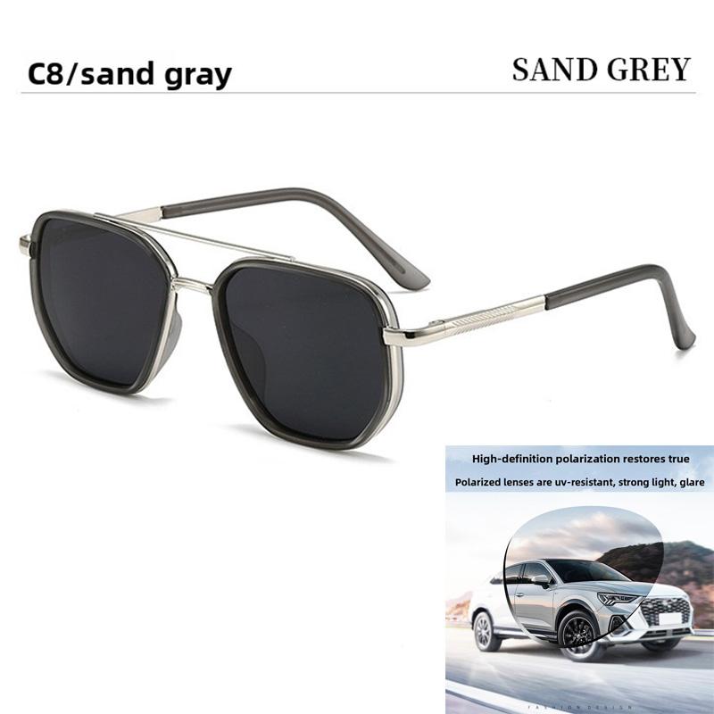 Polarized Sunglasses Men's Sunglasses, Driving Glasses Men's High-End Glasses UV Protection Metal Double-Beam Frame