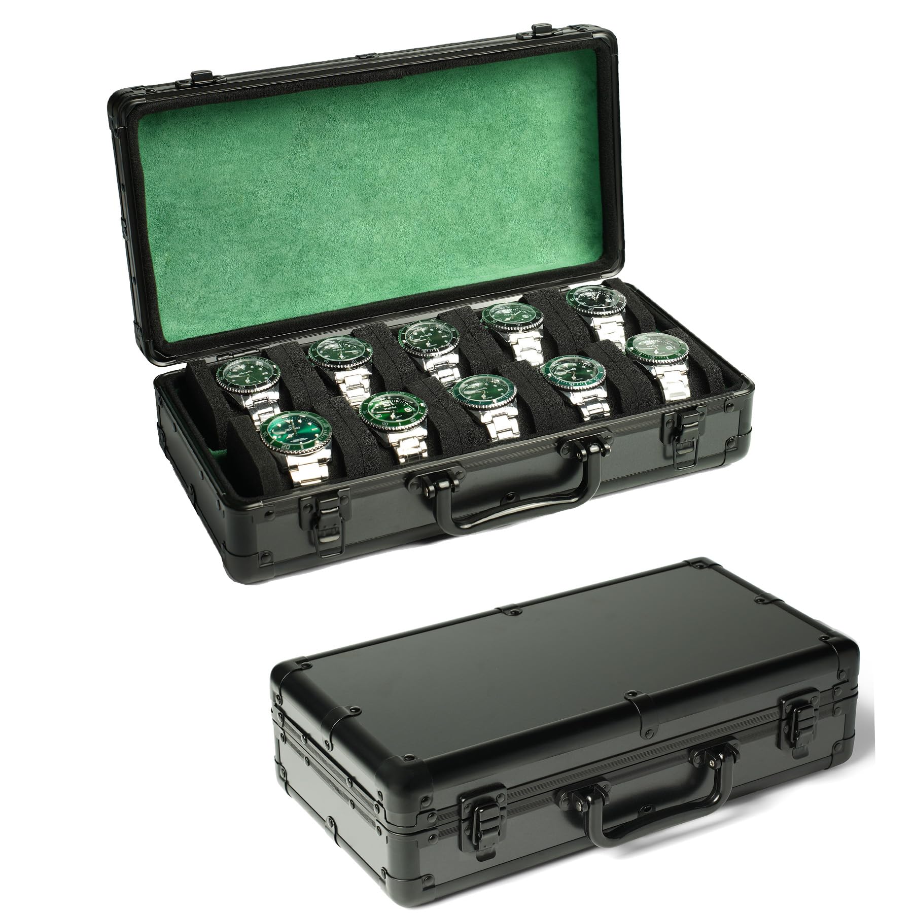 

AUKURA Watch Organizer Case, Aluminum Watch Storage Box, Hard Watch Travel Box, Padded Case for Watch Display and Organization, 10 Slots