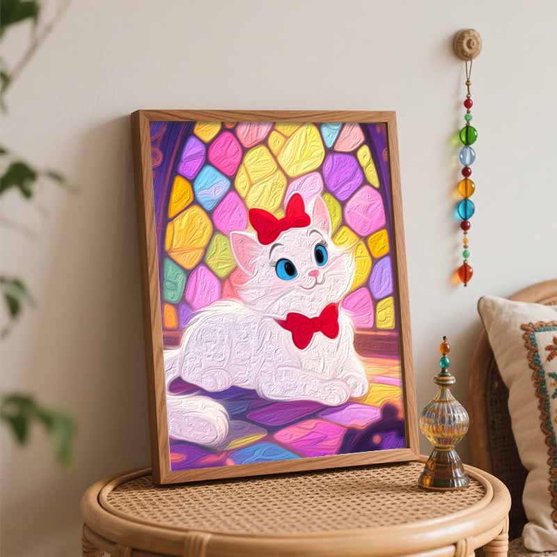Disney White Cat Oil Painting Hand Painting Art Kit Coloring Painting Handmade Diy Home Decoration Gift