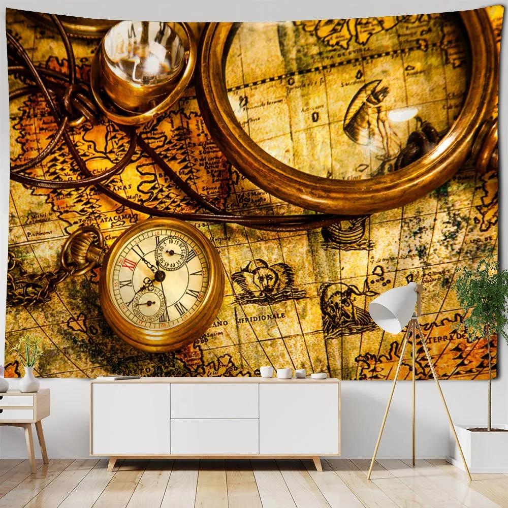 VIKAMA Vintage Pirate Ship Tapestry Home Wall Art Decorative Backdrop Living Room Bedroom Decorative Hanging Tapestry