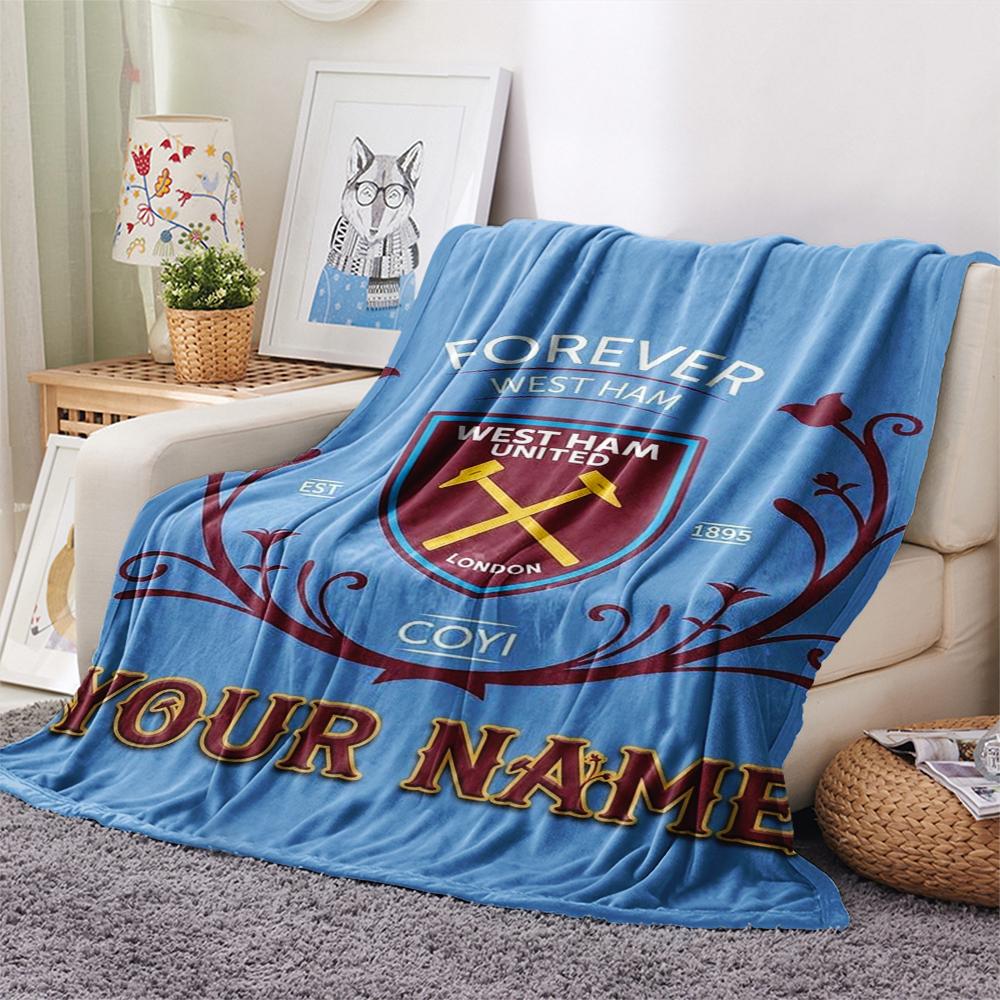 1 Stück Individueller Name West Ham United Gemustert Flanell Decke Geeignet für Alle Jahreszeiten für Heimdekoration Wärme und Komfort Geschenke Feiertagsgeschenk