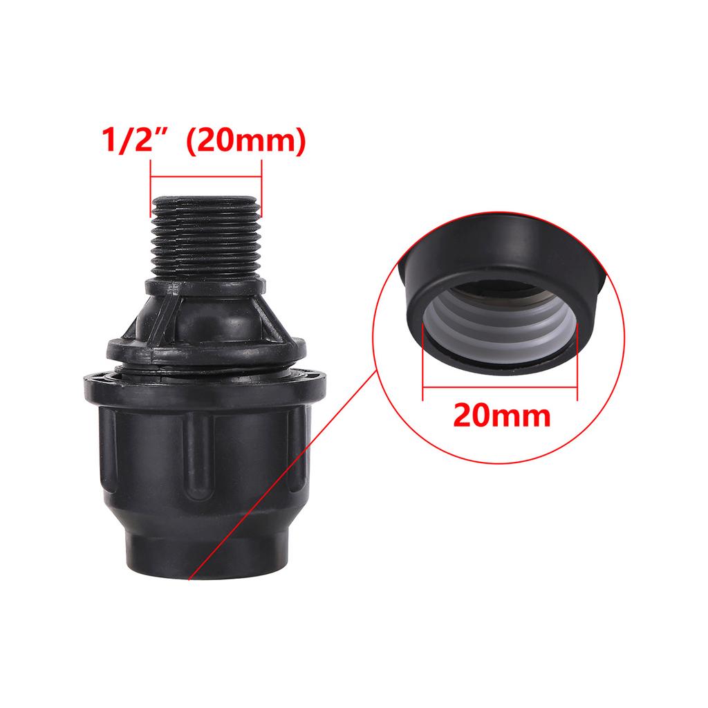 PE Pipe Black Straight Reducing Connector 20/25/32/40/50mm Tube Fitting 1/2" 3/4"1"1.2"1.5"Female/Male Thread Irrigation Adapter
