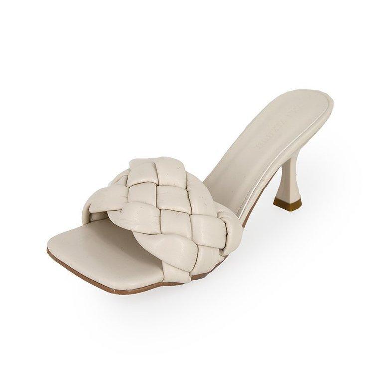 

2024 лето новые квадратные туфли с открытым носком в виде ромба модные тапочки фея ветер носить сандалии на шпильке женщина 37