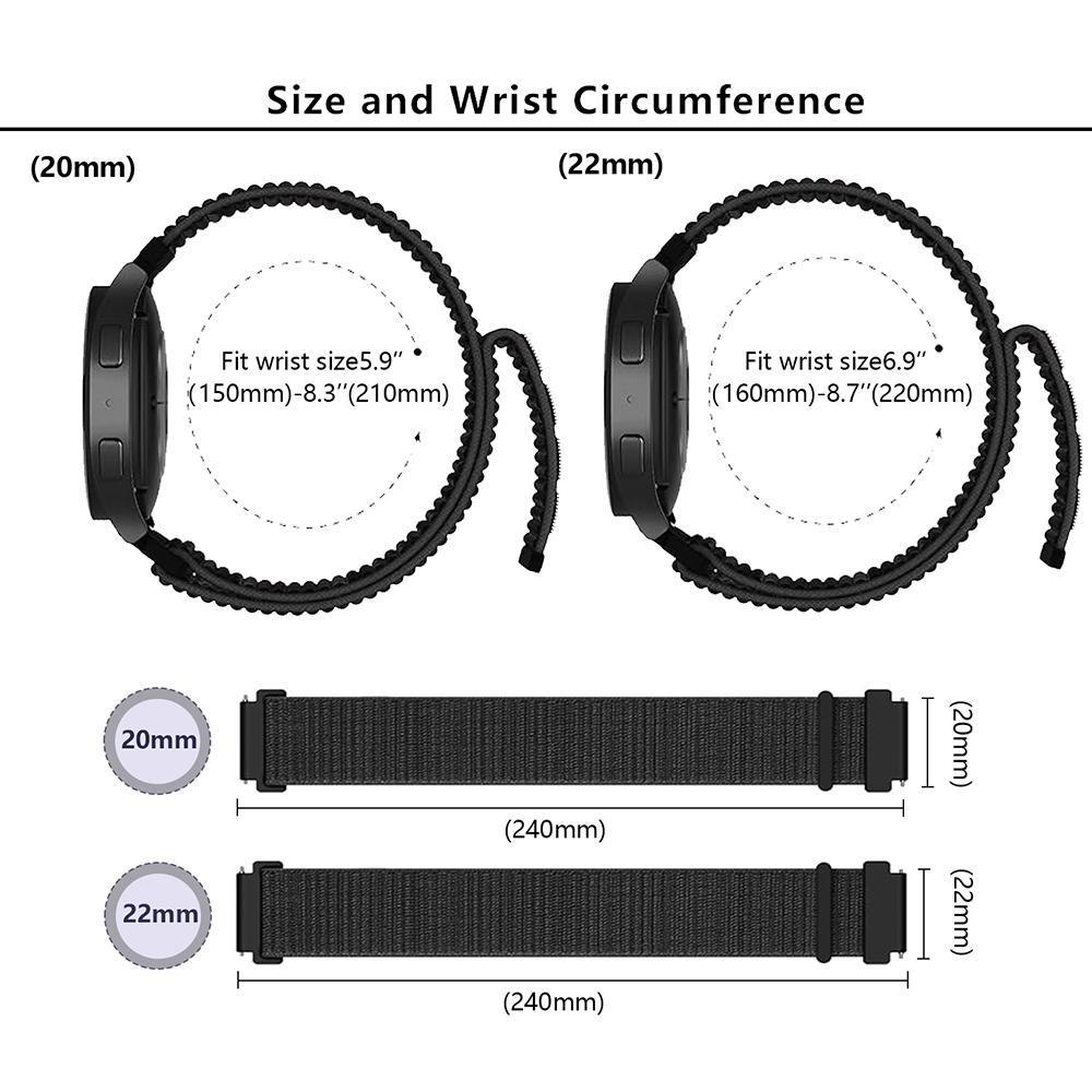KALEBOL KLB-NLHH-001 For Samsung Galaxy Watch3 45mm/Huawei Watch GT4 46mm Watchband 22mm Nylon Wrist Strap