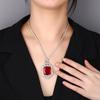 Jewelry Copper Bottom Gold-Plated Simulation Orange Red Zirconium Color Treasure Fat Square Pendant Necklace * 23