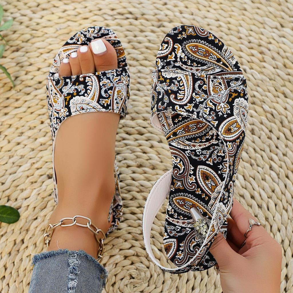 Fashion Women Slippers Bohemian Flower Pattern Sandals Casual Lightweight Shoes Flip Flops Fashion Big Size Slippers Home Slides Women