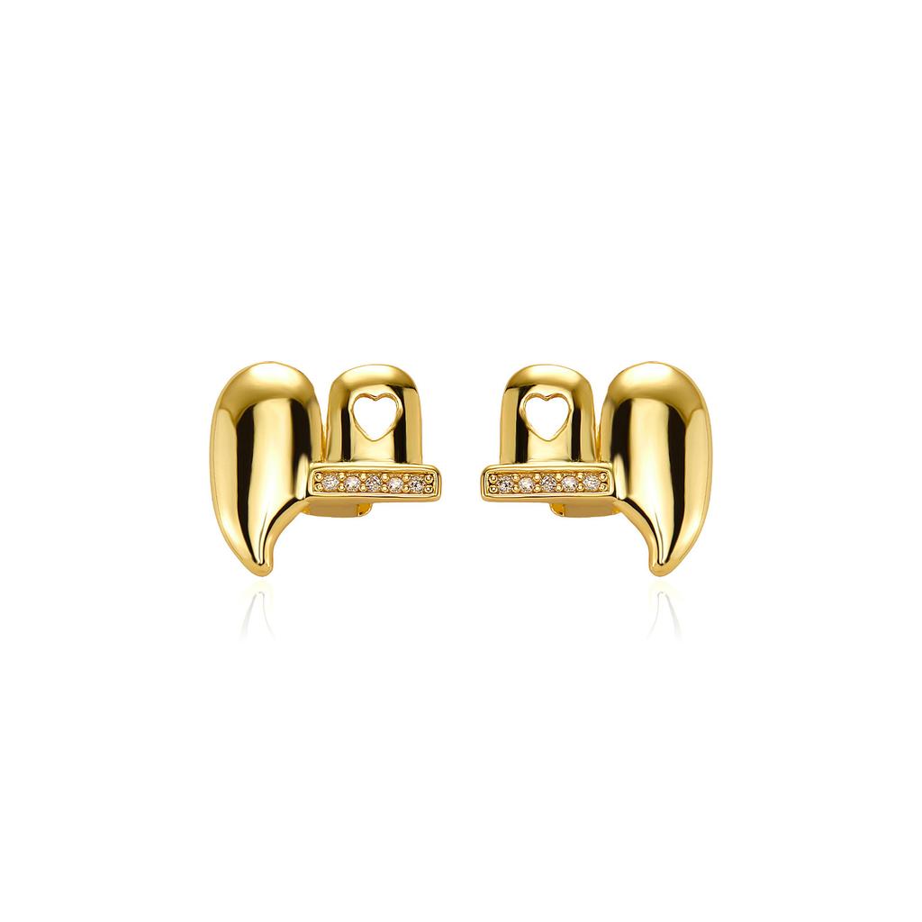 High-Quality Gold-Plated Dental Braces Micro-Inlaid Zircon Small Tiger Teeth Left-Right Symmetrical Sharp Teeth Set TEMU Hot Sale