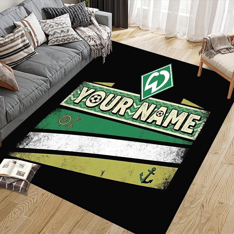 Custom Name SV Werder Bremen Flannel Pattern Square Carpet,Area Rug,Carpet Rug for Living Room Bedroom Sofa Playroom Decor,Non-slip Floor Mat