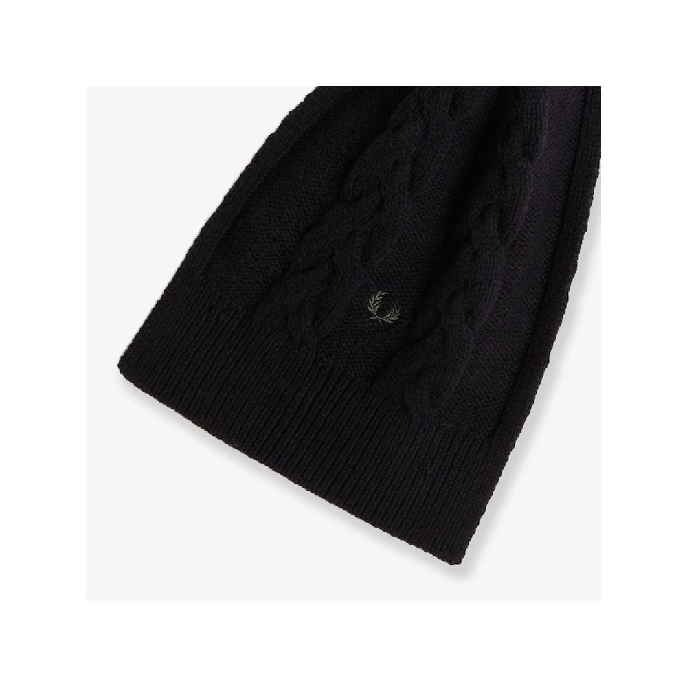 Fred Perry Lambswool Blended Cable Scarf   Black Cfpu2438145 102 qzgCfpu2438145 102