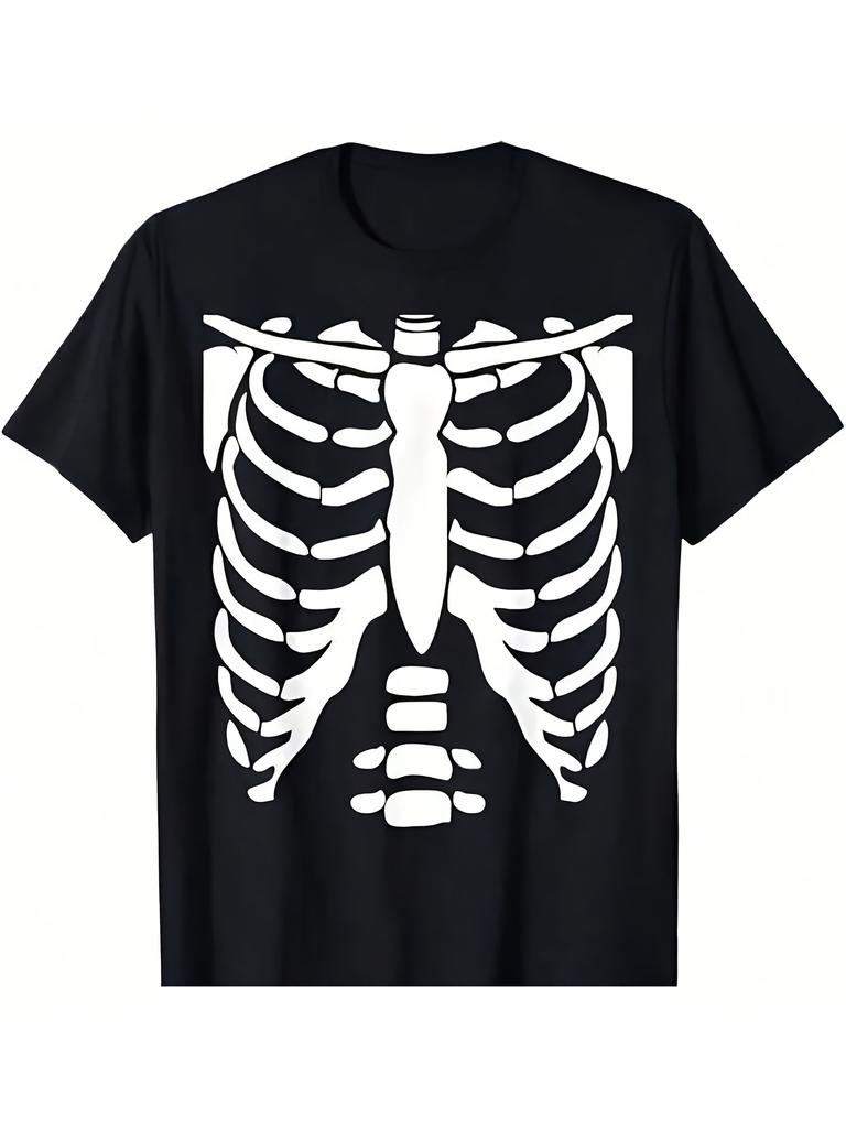 Unisex T-shirt Halloween Costume Rib Cage Anatomy T-Shirt Men Oversize Y2k T-shirts Street Breathable High Quality