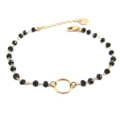 [Q6110] - Handmade Black Gold 'Boho' Bracelet - 9 Mm - 3 Mm Beads