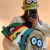 Cute funny fault robot wool hat female autumn and winter versatile personality warm big head circumference knitted hat male