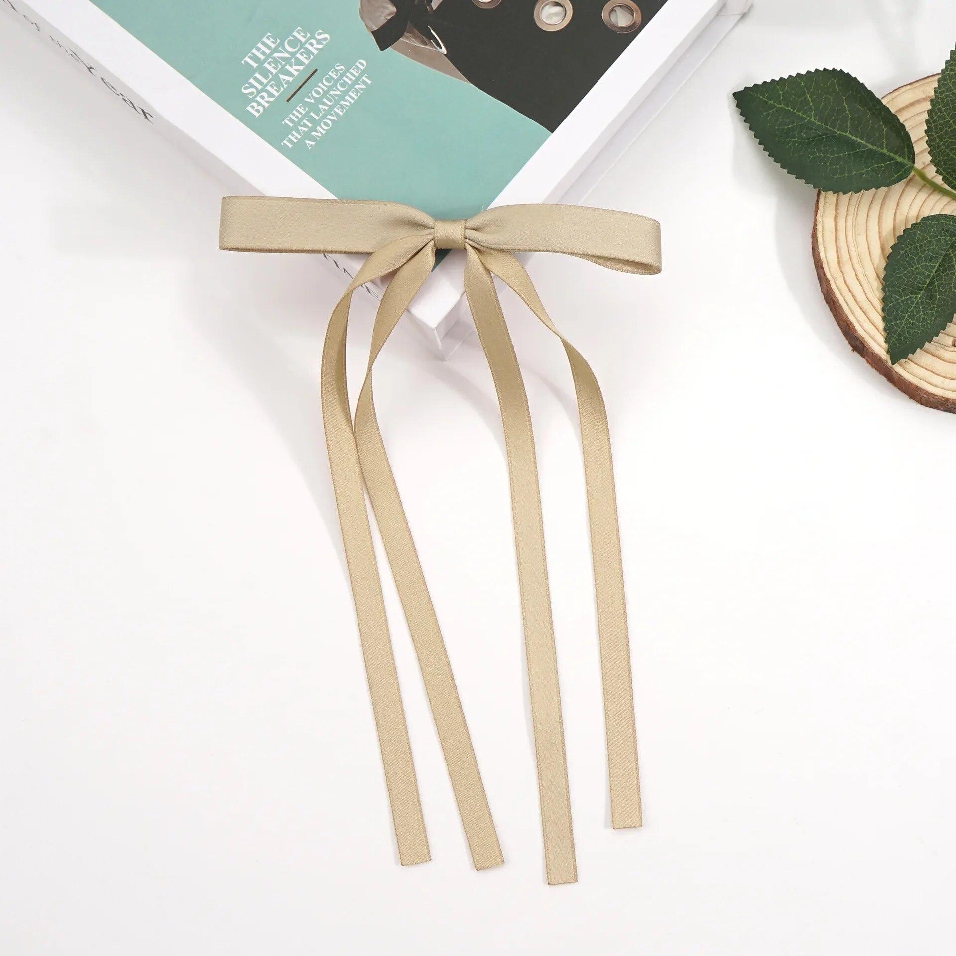 

Винтажные заколки для волос с милым бантом, элегантные женские и женские длинные заколки с лентой, повседневные подарки для вечеринок, свадебные украшения, модные стильные аксессуары