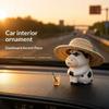 Straw Hat Weirdly Cow Figurine Decorative Dashboard Ornament Desk Decor Figurine  Desk Decoration