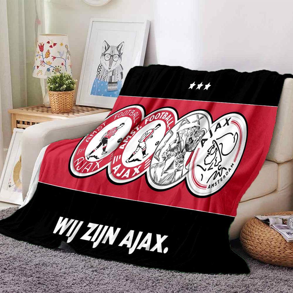 Coperta in Flanella con Stemma Ajax Amsterdam, Morbido Poliestere, Design Moderno, Per Tutte le Stagioni per Campeggio, Viaggi, Regali per le Feste o Compleanni