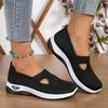 Vintage Black Slip On Mesh Sneaker Women 2025 Summer Round Toe Medium Wedge Heel Casual Shoes Soft Sole Non Slip Mom's Shoes