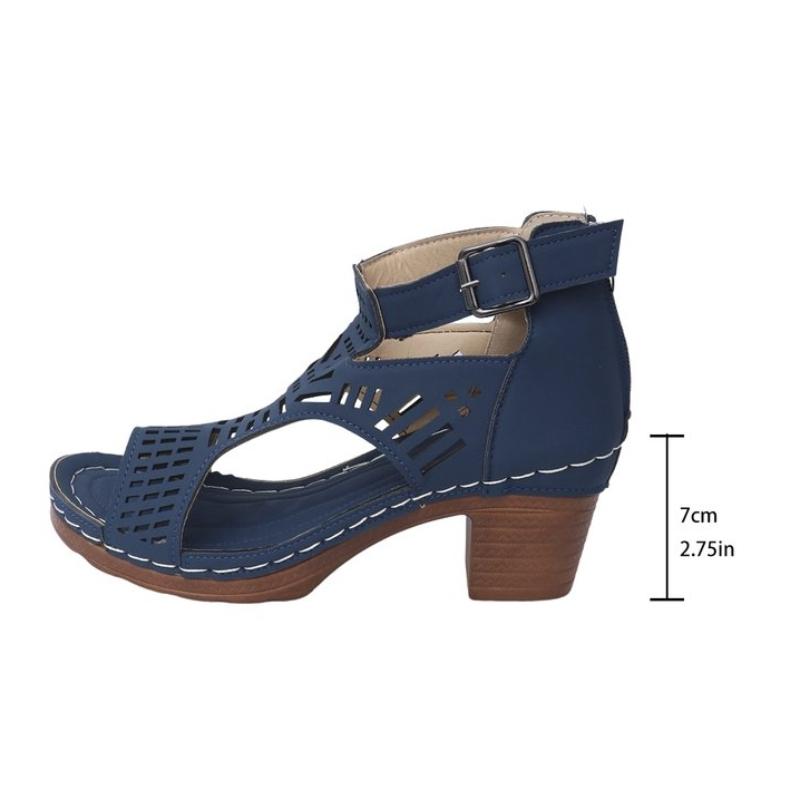 Women's Shoes 2025 Fashion Set Heel Women's Sandals New Belt Buckle Office and Career Summer Large Size Slope Heel Sandals