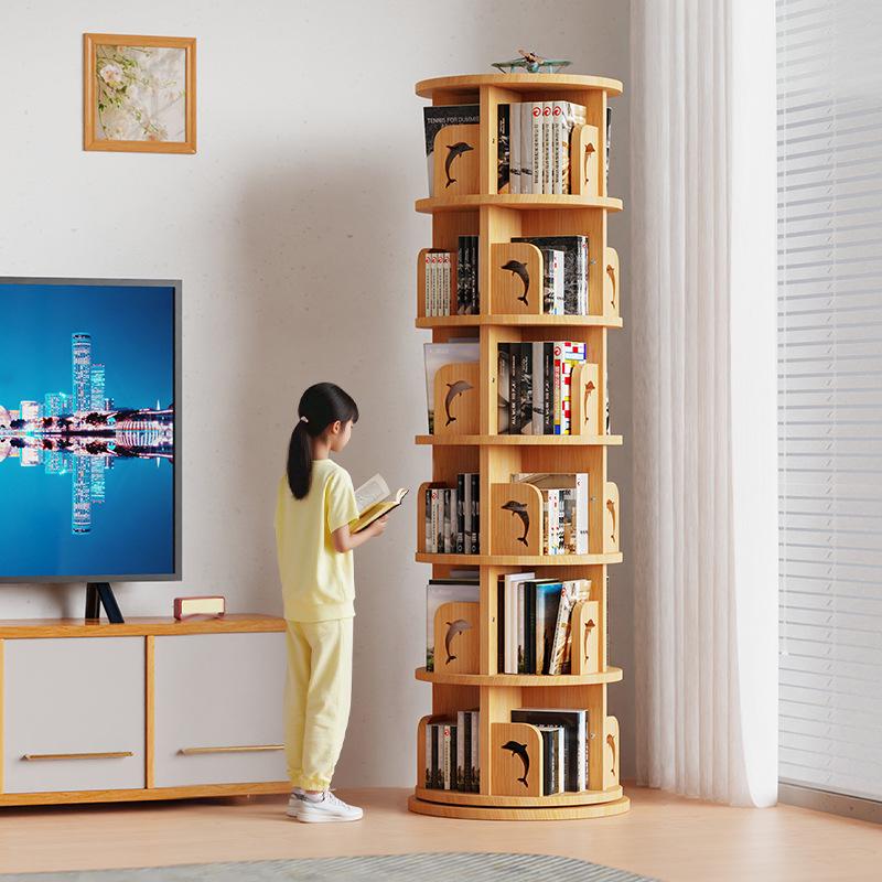 Solid Wood Rotating Bookshelf: Children's Picture Book and Toy Storage Rack