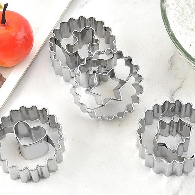 Metal Pastry Cookie Cutter Set Mini Christmas Sandwich Biscuit Baking Molds Xmas Tree Snowflake Gingerbread Shape Cakes Decor