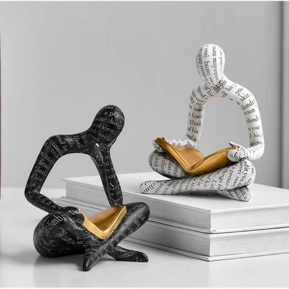 Kreative Harzkunst Paarfiguren Schwarz/Weiß Minimalistische Charakter-Ornamente Nordischer Stil Schreibtischskulpturen Heimtischdekoration