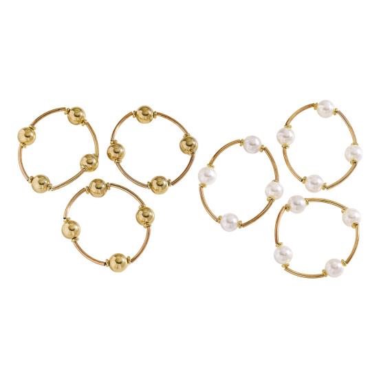 3Pcs Women Bracelet Adjustable Opening Design Imitation Pearl Stacking Bracelet Anti-Fading Alloy Versatile Jewelry