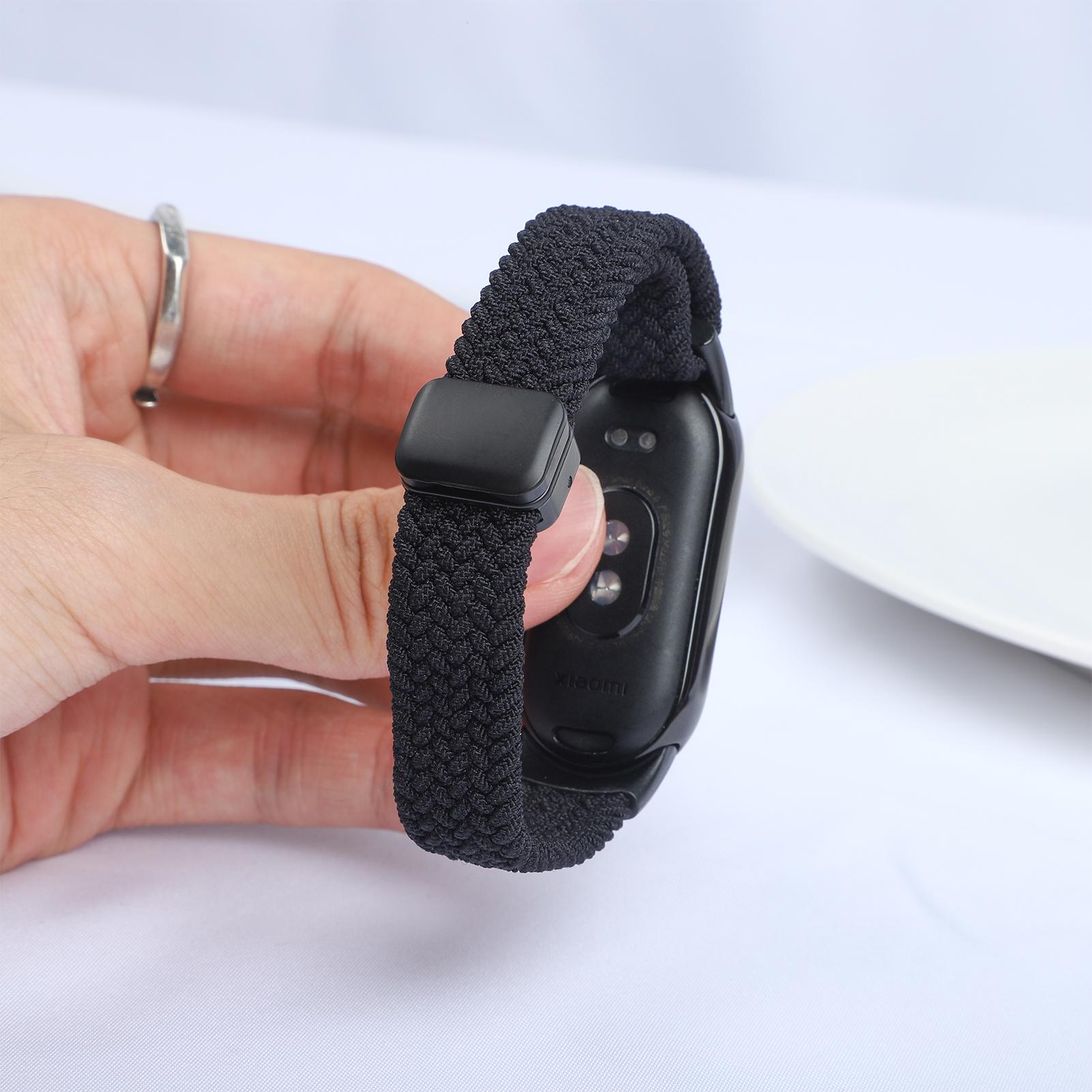 

Магнитный плетеный ремешок для Xiaomi Mi Band 10 Аксессуары дышащий нейлоновый браслет ремешок pulseira correas для Xiaomi Mi band 9 8 For Mi Band 10 чёрный