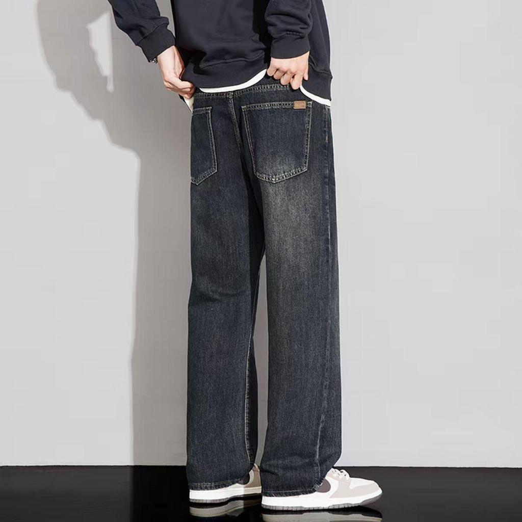 Men's 2025 Retro Loose Straight-Leg Jeans - Wide-Leg Casual Workwear Pants for Autumn and Winter