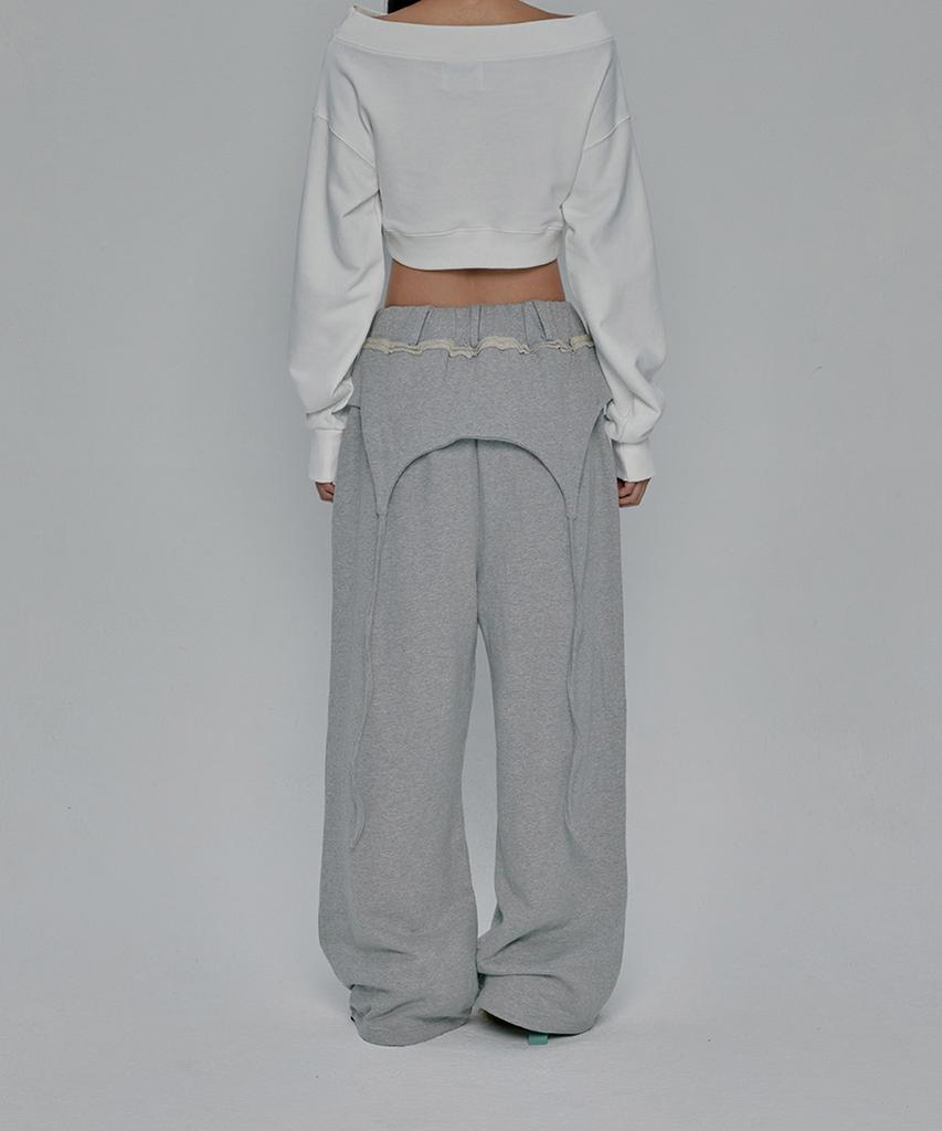 Gillaakaibeu Overlap Script Sweatpants_Grey