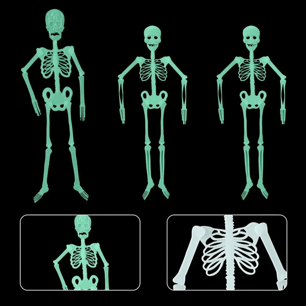 Strašidelné halloweenské rekvizity Svítící závěsná kostra Halloweenská párty Dům Venkovní dvůr Zahrada Dekorace Pohyblivá Svítící Falešná lebka