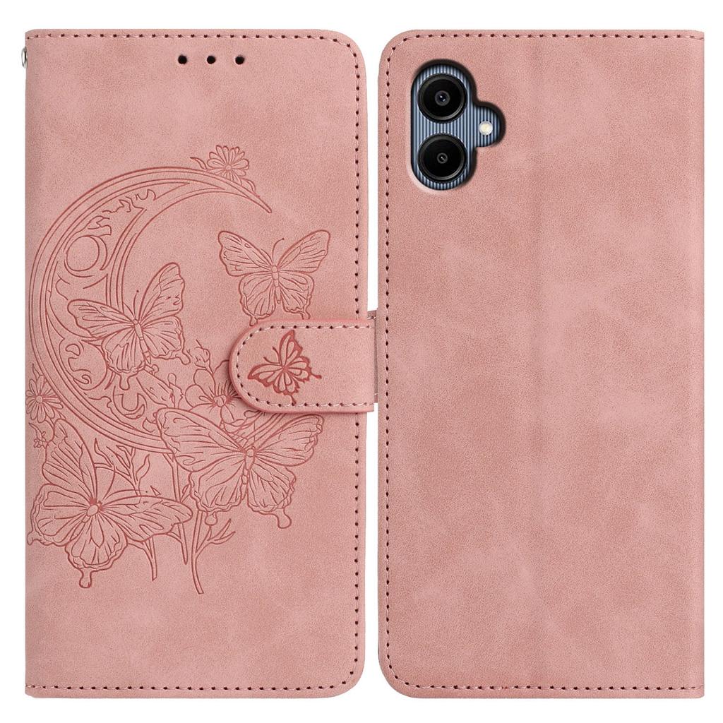 For Samsung Galaxy A06 4G Case Butterfly Flower Imprinted PU Leather Wallet Stand Phone Cover