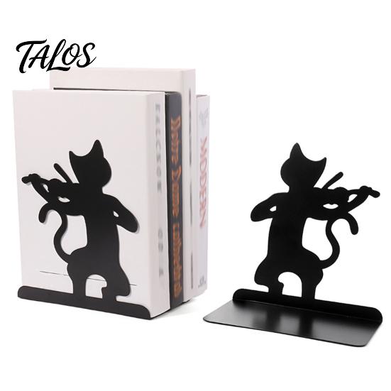 Par de Sujeta Libros Metálicos, Sujeta Libros de Gato, Sujeta Libros Lindos para Estanterías, Tope de Soporte Decorativo Resistente, Decoración para Escritorio de Oficina en Casa, Estantería