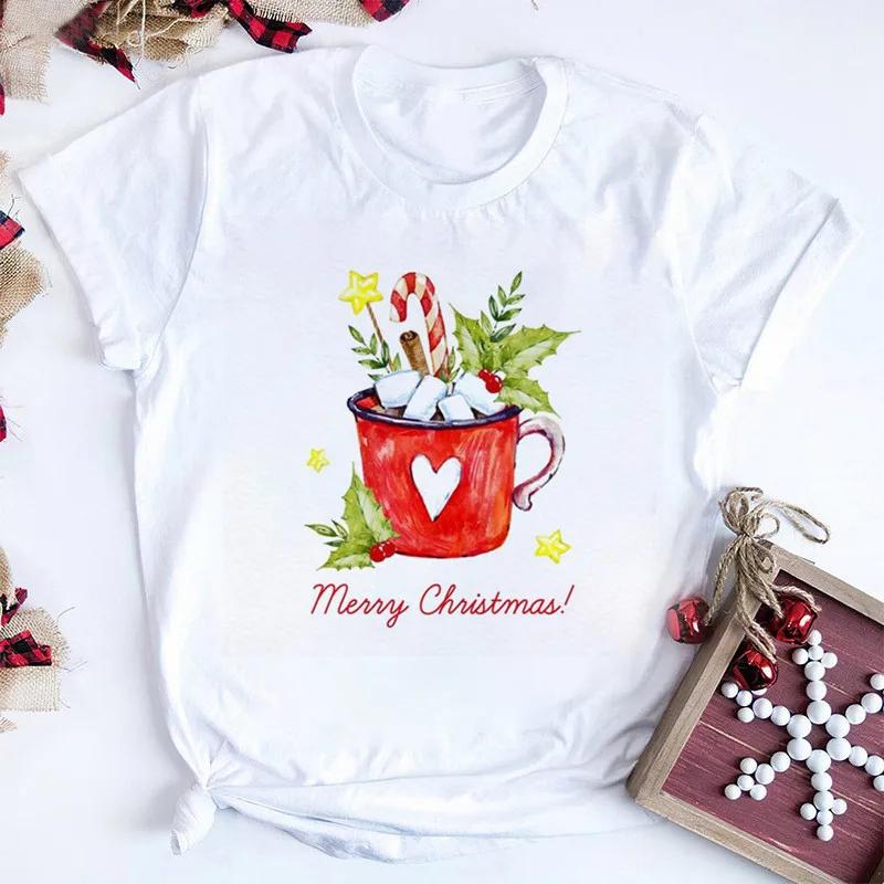 Women Tshirts Merry Christmas Tree Print Red Top Femal New Clothing Short Sleeve Fashion Harajuku Kawaii T-shirt Y2K Clothing