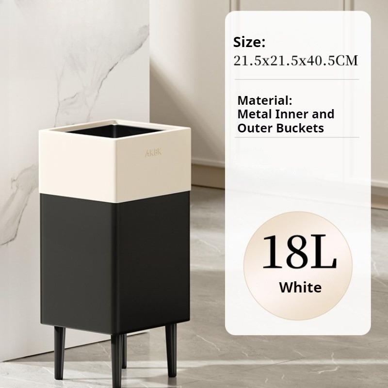 

Stainless Steel Waste Bins Bathroom High-footed Trash Can Living Room Large Capacity Garbage Can Kitchen Food Dispose Litter Bin
