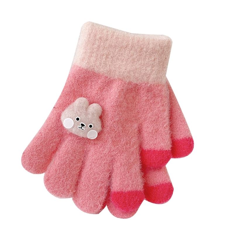 1Pair 24 Months Baby Wool Knitted Gloves Winter Warm Cute Boys Girls Full Finger Gloves for 1 2 3 Years Old Children Accessories