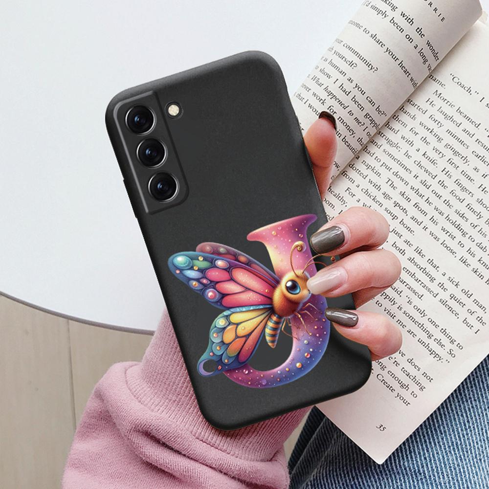 Phone Case Women For Samsung Galaxy S21 FE S22 Plus Girls Bumper Cover Colorful Letter Flower Butterfly Love samsang s22 Ultra