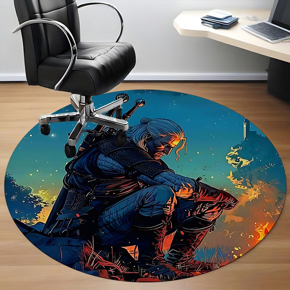 1PC Warrior Armor Office Round Rug, Non-slip, Soft and Durable Office Rug for Interior Decoration, Perfect for Office, Beautiful Decoration