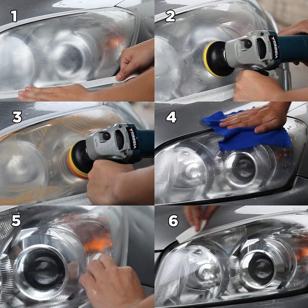 Professional Headlight Restoration Kit DIY Headlight Brightener Car Care Repair Kit Head Lens Clean Polish Machine