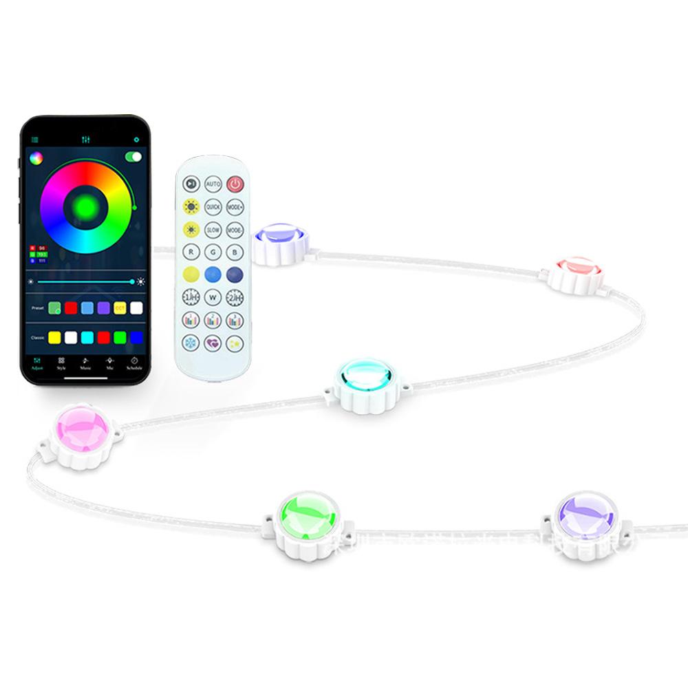 

Постоянное наружное освещение BT соединение 98 футов с 72 светодиодными лампами RGB карнизное освещение кнопка/приложение/пульт дистанционного управления 36 lights EU Plug