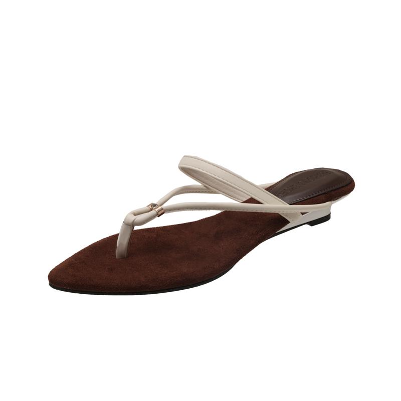 

French Style Two-Way Wear Low Heel Sandals Women s Summer Outdoor Slip-On Thong Flats Korean Version Polyurethane Upgraded Rubbe 40 білий