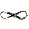Faux Leather Belt with Double Floral Embossed Buckle Vintaje Women's Silver, As Described