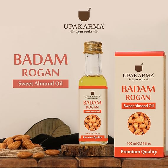 Ayurveda Pure and Natural Cold Pressed Sweet Almond/Badam Rogan Oil Promotes Healthy Looking Skin, Hair, and Nails - 100ml - Pack-1