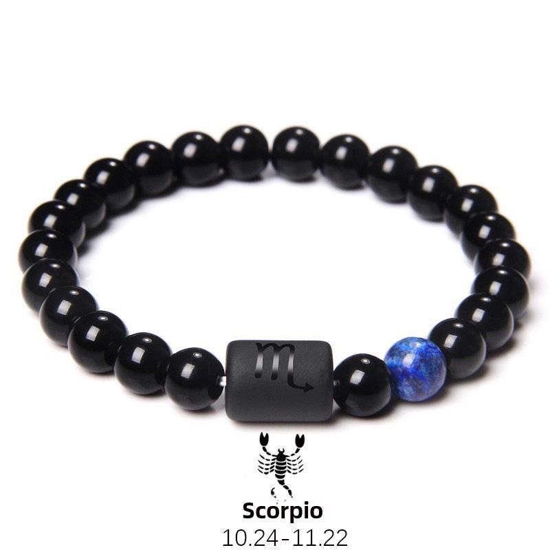 Zodiac Obsidian Bracelets: Elastic Beaded Design for Men and Women, Softly Wraps Around Fingers.